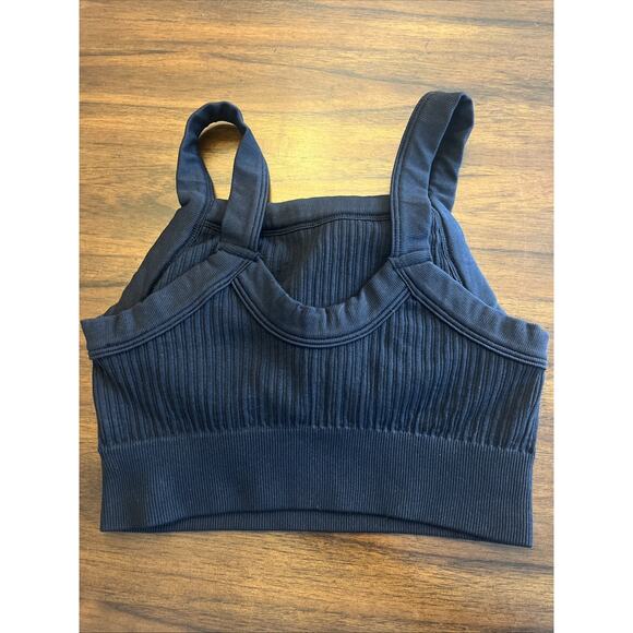 Aerie Ribbed Longline Highneck Padded Black Bralette Wmn Sz S Comfort Athleisure - Picture 2 of 6